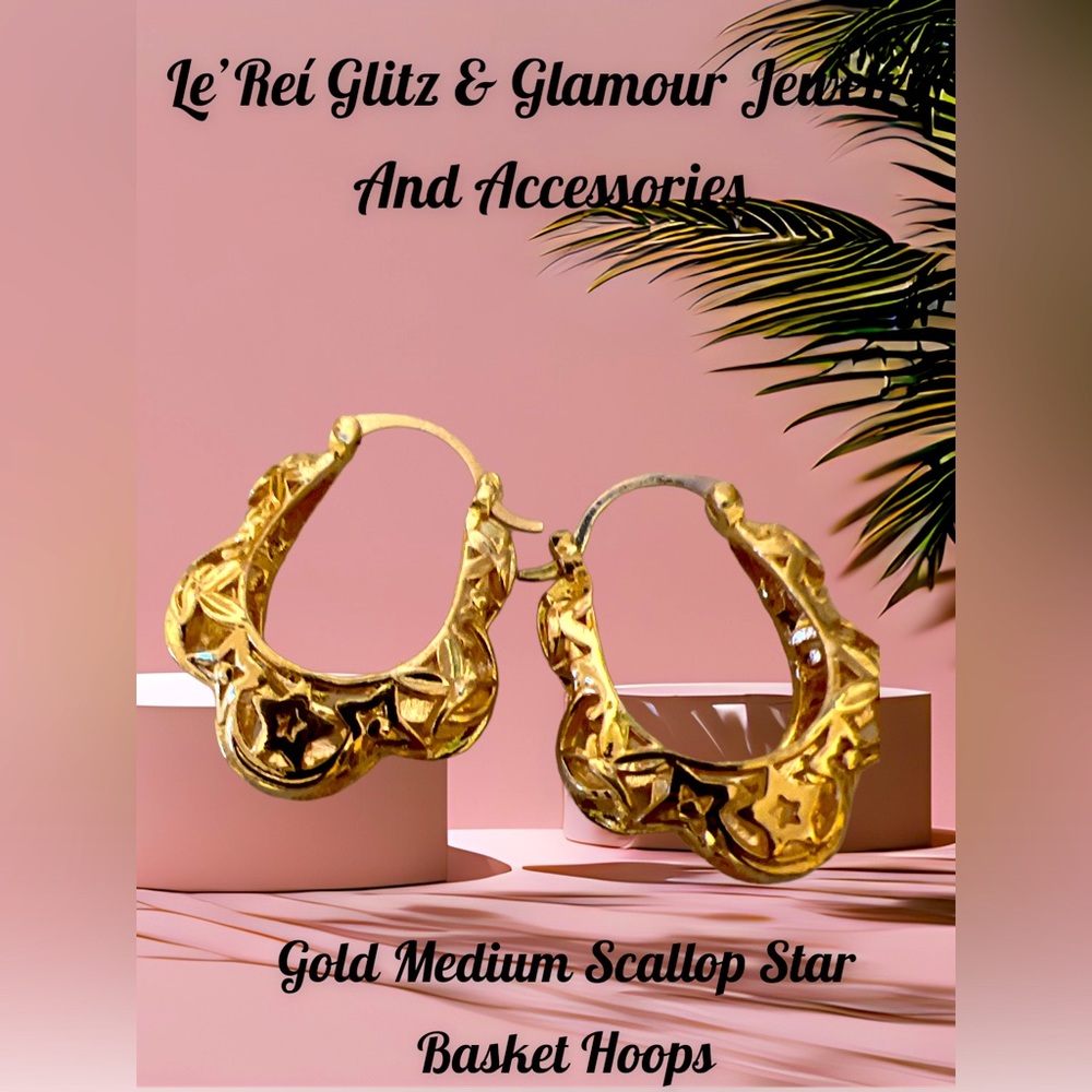 Gold filled Gold and Silver Medium Scallop Star Basket Earrings